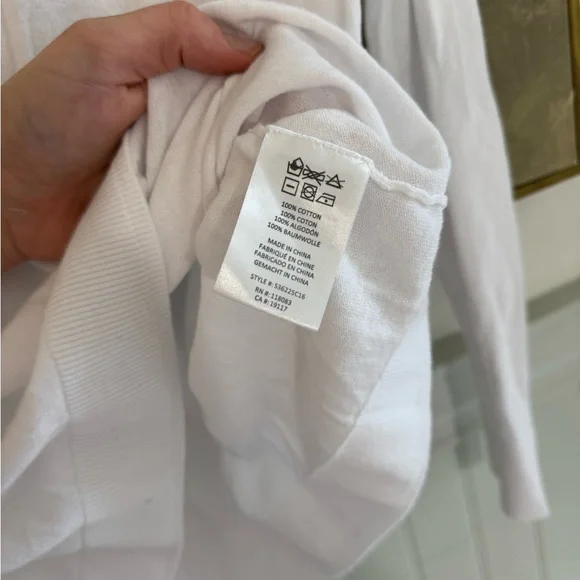 MINNIE ROSE 100% Cotton Long Sleeve V Neck White Size Small - Picture 5 of 6